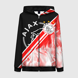 Толстовка на молнии женская FC AJAX AMSTERDAM ФК АЯКС, цвет: 3D-черный