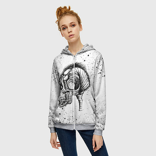 Женская толстовка на молнии Череп Зверь и Брызги / 3D-Меланж – фото 3