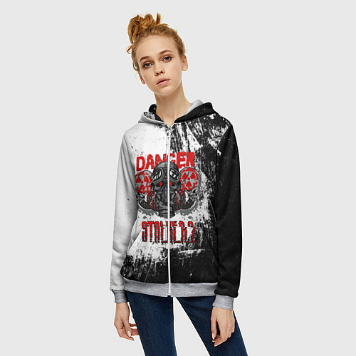 Женская толстовка на молнии Stalker 2 Danger / 3D-Меланж – фото 3
