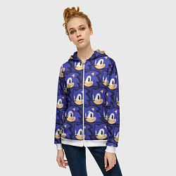 Толстовка на молнии женская Sonic pattern, цвет: 3D-белый — фото 2