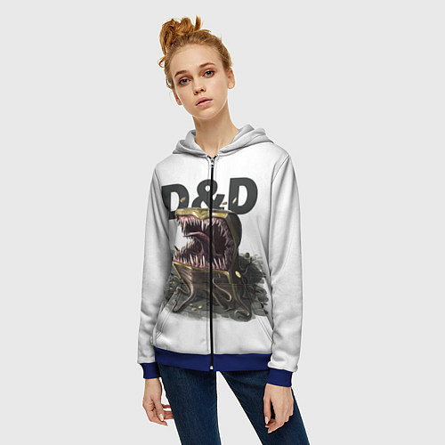 Женская толстовка на молнии D&D Мимик-сундук ДнД / 3D-Синий – фото 3