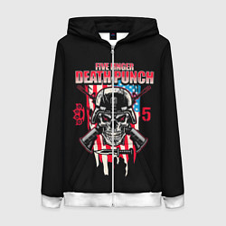 Толстовка на молнии женская 5FDP Five Finger Death Punch, цвет: 3D-белый