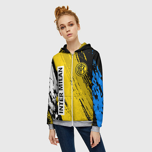 Женская толстовка на молнии ИНТЕР МИЛАН INTER MILAN / 3D-Меланж – фото 3