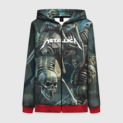 Толстовка на молнии женская Metallica Metal Skull, цвет: 3D-красный