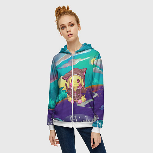 Женская толстовка на молнии Покемон в костюме / 3D-Белый – фото 3
