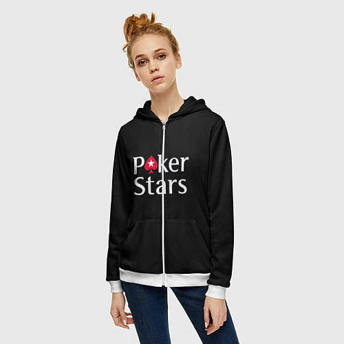 Женская толстовка на молнии Poker Stars / 3D-Белый – фото 3