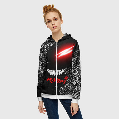 Женская толстовка на молнии БЕРСЕРК глаз / 3D-Белый – фото 3