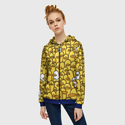 Толстовка на молнии женская Утки, цвет: 3D-синий — фото 2
