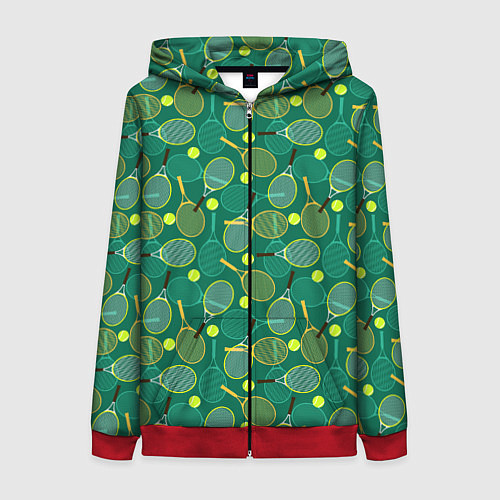 Женская толстовка на молнии Большой Теннис / 3D-Красный – фото 1