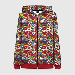 Толстовка на молнии женская Страны Мира, цвет: 3D-красный