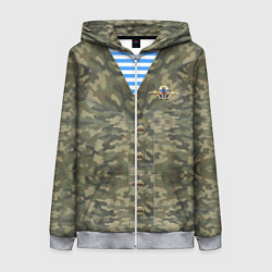 Женская толстовка на молнии Камуфляж ВДВ со значком