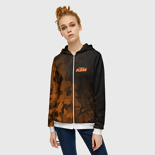 Женская толстовка на молнии KTM КТМ CAMO RACING / 3D-Белый – фото 3