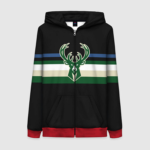 Женская толстовка на молнии Milwaukee Bucks форма Statement Edition / 3D-Красный – фото 1