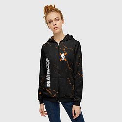 Толстовка на молнии женская Deathloop - Skull - Grunge, цвет: 3D-черный — фото 2