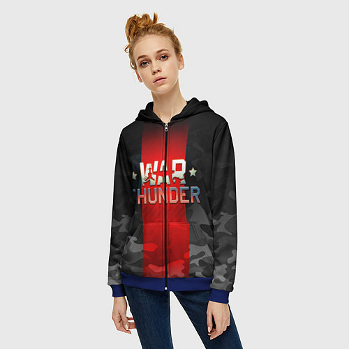 Женская толстовка на молнии WAR THUNDER ВАР ТАНДЕР / 3D-Синий – фото 3