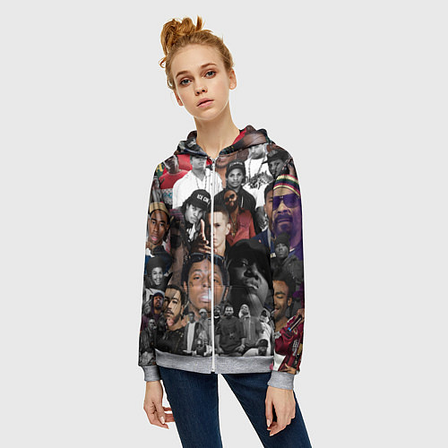 Женская толстовка на молнии Короли Рэпа KING RAP / 3D-Меланж – фото 3