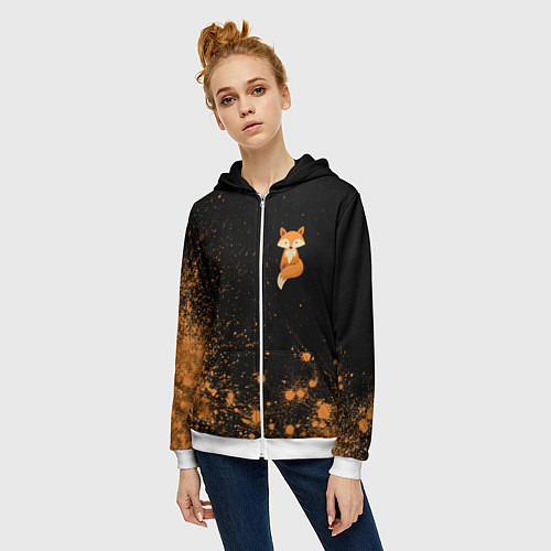 Женская толстовка на молнии Foxy - Paint / 3D-Белый – фото 3