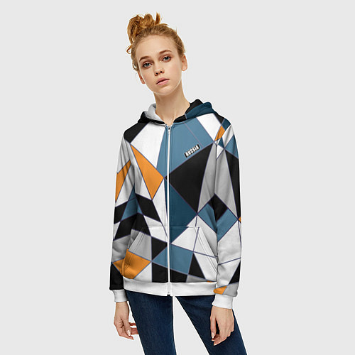 Женская толстовка на молнии Геометрический узор / 3D-Белый – фото 3