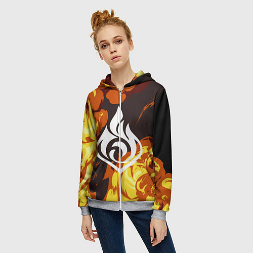 Женская толстовка на молнии PIRO ПИРО ГЕНШИН / 3D-Меланж – фото 3