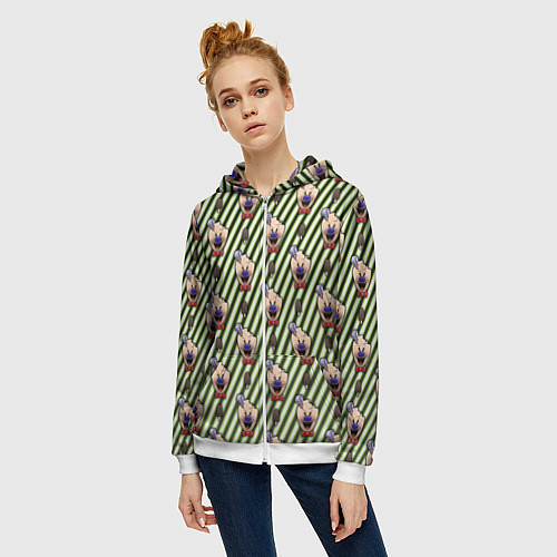 Женская толстовка на молнии ICE SCREAM зеленый паттерн / 3D-Белый – фото 3