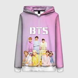 Толстовка на молнии женская BTS, цвет: 3D-белый