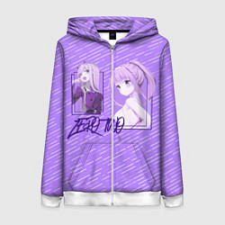 Толстовка на молнии женская Zero Two в прямоугольнике, цвет: 3D-белый