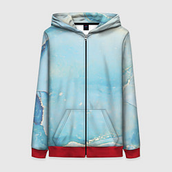 Толстовка на молнии женская Голубая Акварель, цвет: 3D-красный