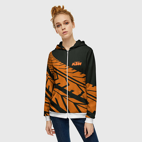 Женская толстовка на молнии ORANGE KTM КТМ Z / 3D-Белый – фото 3