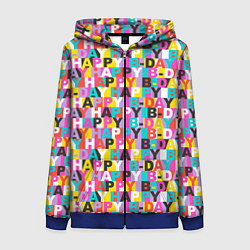 Толстовка на молнии женская Happy Birthday, цвет: 3D-синий