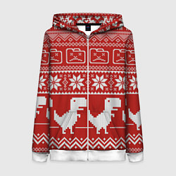 Толстовка на молнии женская Новогодний гугл, цвет: 3D-белый