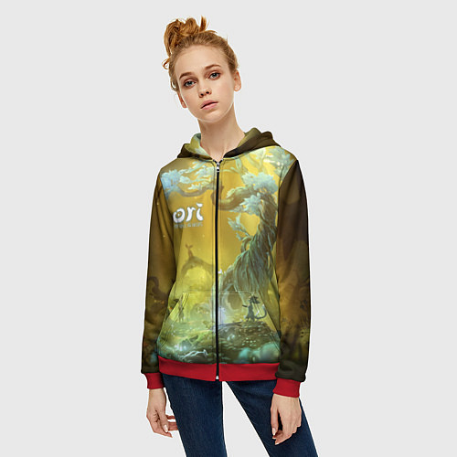Женская толстовка на молнии Ori Ori and the Will of the Wisps / 3D-Красный – фото 3