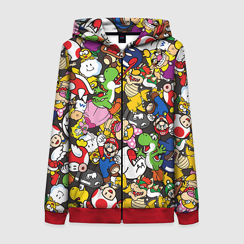 Женская толстовка на молнии Mario ALLSTARS / 3D-Красный – фото 1