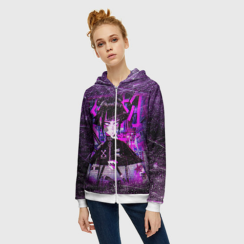 Женская толстовка на молнии Cyberpunk Samurai Anime / 3D-Белый – фото 3