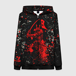 Женская толстовка на молнии Красный Японский Самурай Samurai