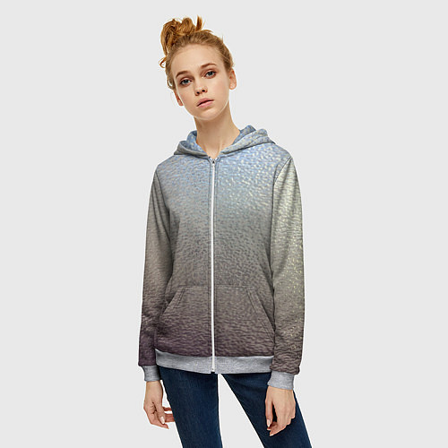 Женская толстовка на молнии Металликскин / 3D-Меланж – фото 3