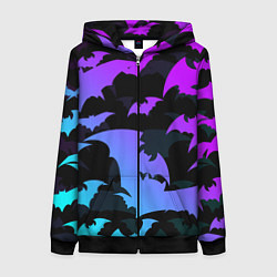 Женская толстовка на молнии ЛЕТУЧИЕ МЫШИ ХЕЛЛОУИН НЕОН HALLOWEEN NEON