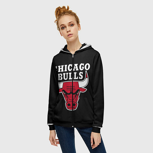 Женская толстовка на молнии B C Chicago Bulls / 3D-Черный – фото 3