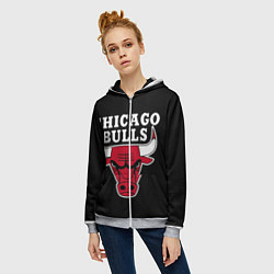 Толстовка на молнии женская B C Chicago Bulls, цвет: 3D-меланж — фото 2