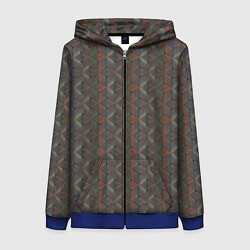 Толстовка на молнии женская Абстракция из разноцветных треугольников из линий, цвет: 3D-синий