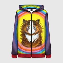 Женская толстовка на молнии Радужный кот Луиса Уэйна