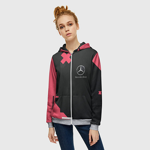 Женская толстовка на молнии Мерседес Mersedes / 3D-Меланж – фото 3