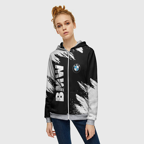 Женская толстовка на молнии BMW GRUNGE БМВ ГРАНЖ / 3D-Меланж – фото 3