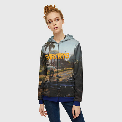 Женская толстовка на молнии Far Cry 6 game art / 3D-Синий – фото 3