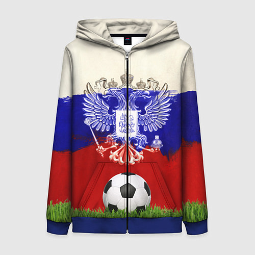 Женская толстовка на молнии Российский футбол / 3D-Синий – фото 1