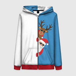 Женская толстовка на молнии Крутые Санта и Олень