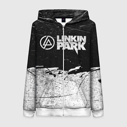 Толстовка на молнии женская Линкин Парк Лого Рок ЧБ Linkin Park Rock, цвет: 3D-белый