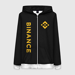 Толстовка на молнии женская БИНАНС ЛОГО КАРБОН BINANCE LOGO, цвет: 3D-белый