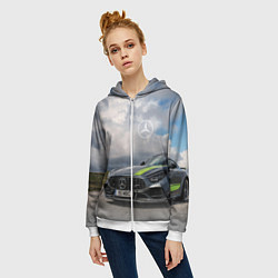 Толстовка на молнии женская Mercedes V8 Biturbo Racing Team AMG, цвет: 3D-белый — фото 2