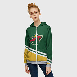 Толстовка на молнии женская Minnesota Wild NHL, цвет: 3D-меланж — фото 2