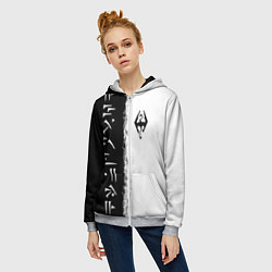 Толстовка на молнии женская THE ELDER SCROLLS SKYRIM FUS RO DAH ЧЁРНО БЕЛЫЙ, цвет: 3D-меланж — фото 2